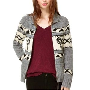Aritzia TNA Sea to Sky 100% Lambswool Knit Sweater Cardigan Women’s Medium Grey